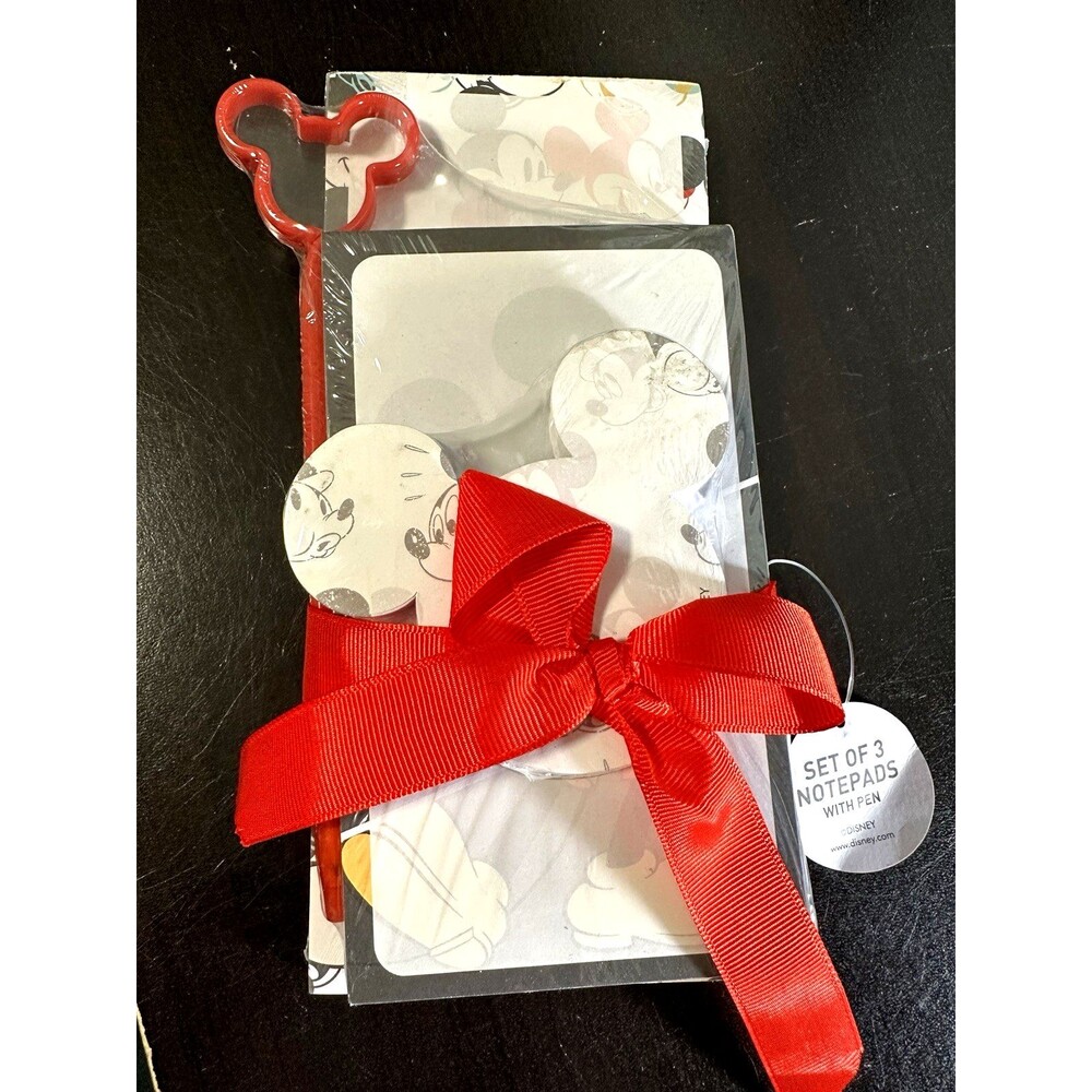 NEW Set of 3 Disney Mickey Mouse Notepads with pen 90 Years Gift Pack